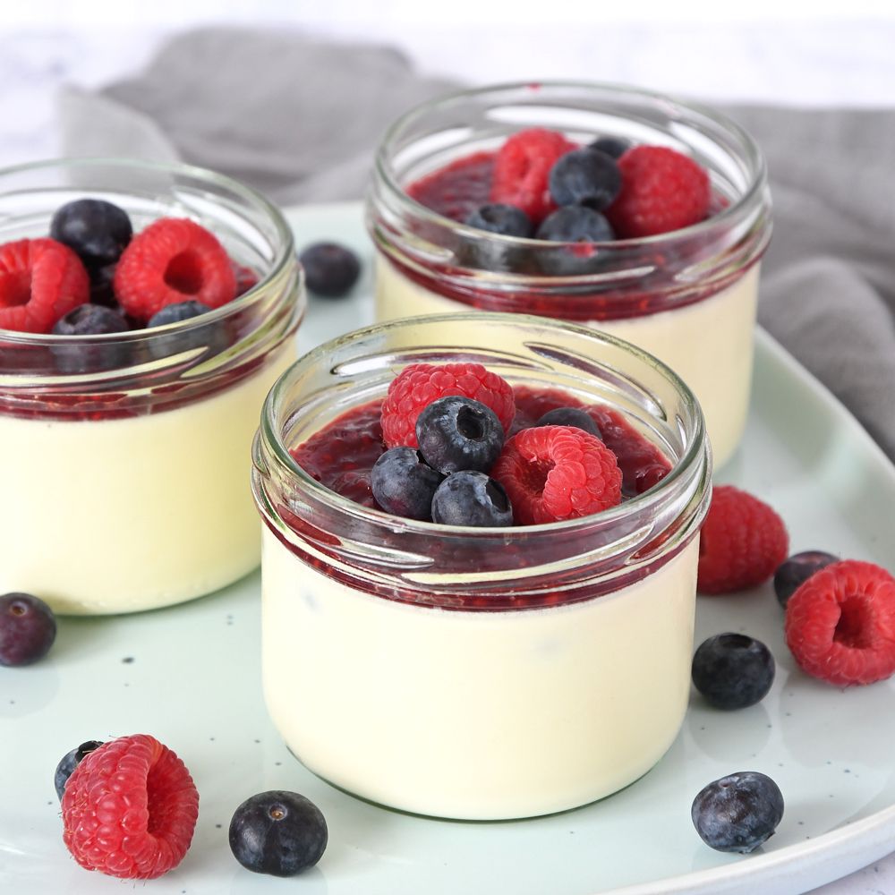 Panna cotta met frambozensaus